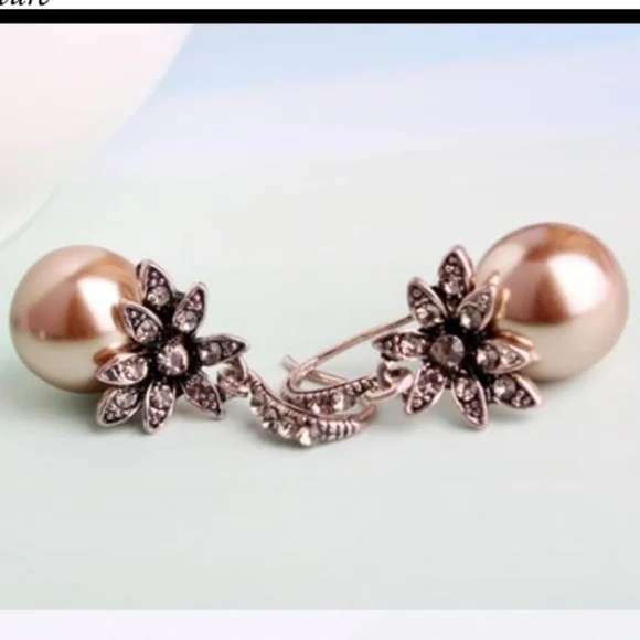 Gorgeous Vintage Champagne Pearl Earrings - Picture 5 of 11